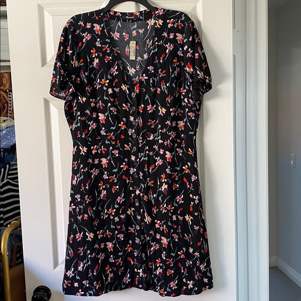 NWT Madewell Black Floral Button Up Dress